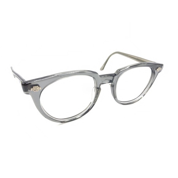 Titmus Z87 Vintage Retro Tart Style Smoke Gray Round Horn Eyeglasses Frames 6 in